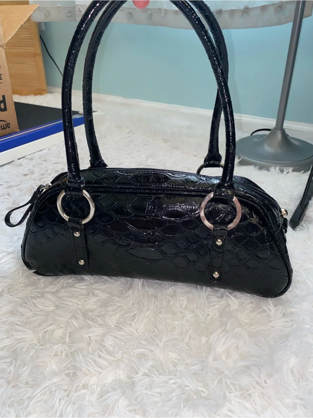Guess vintage y2k patent leather croc embossed shoulder bag McBling NWT